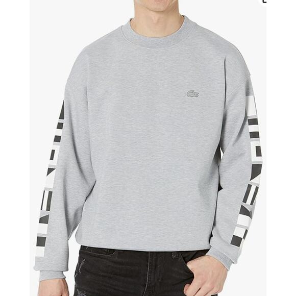 Lacoste Men's Loose Fit Reflective Print Sweatshirt Argent Chine 3XL - Picture 1 of 3